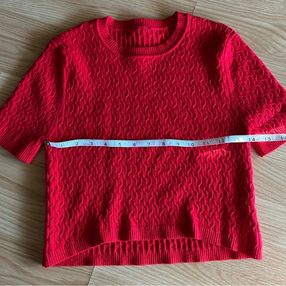 Women’s Pointelle Red Knit Cropped Sweater Top Small - Picture 5 of 7